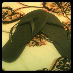 Olive green flip flops